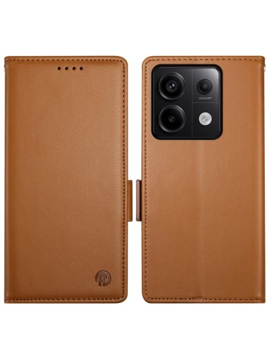 Калъф от еко кожа тип портмоне за Xiaomi Redmi Note 13 Pro - кафяв