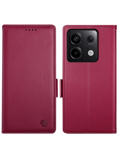 Калъф от еко кожа тип портмоне за Xiaomi Redmi Note 13 Pro - червен