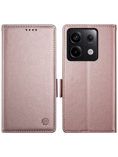 Калъф от еко кожа тип портмоне за Xiaomi Redmi Note 13 Pro - розов