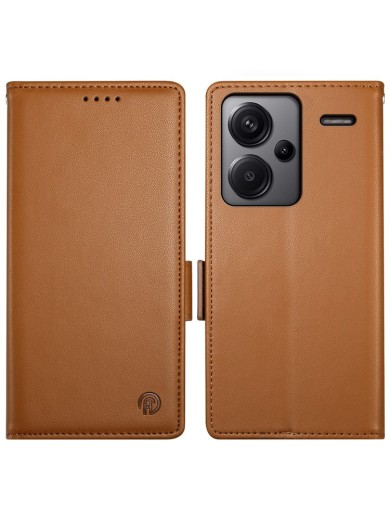 Калъф от еко кожа тип портмоне за Xiaomi Redmi Note 13 Pro+ - кафяв