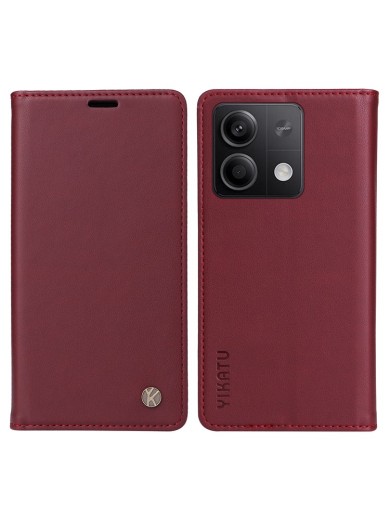 Калъф за телефон от еко кожа тип портмоне за Xiaomi Redmi Note 13 Pro - червен