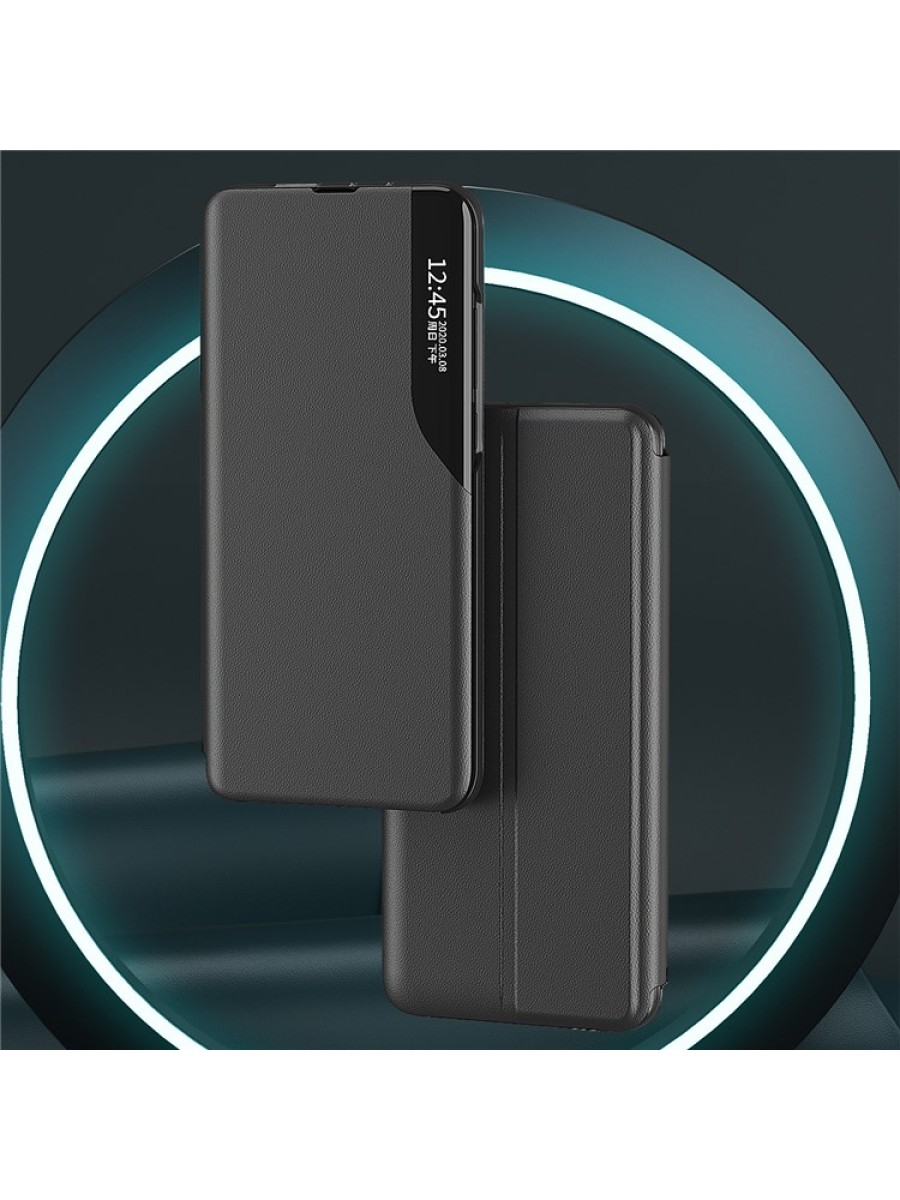 Калъф от еко кожа с прозорец за Xiaomi Redmi Note 13 Pro - черен