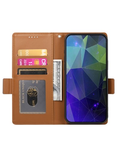 Калъф от еко кожа тип портмоне за Xiaomi Redmi Note 13 Pro - кафяв