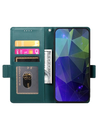 Калъф от еко кожа тип портмоне за Xiaomi Redmi Note 13 Pro - зелен
