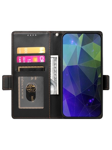 Калъф от еко кожа тип портмоне за Xiaomi Redmi Note 13 Pro - черен