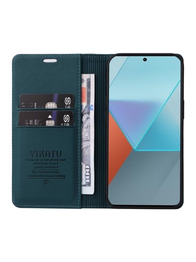 Калъф за телефон от еко кожа тип портмоне за Xiaomi Redmi Note 13 Pro - зелен