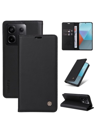 Калъф за телефон от еко кожа тип портмоне за Xiaomi Redmi Note 13 Pro - черен