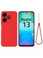 Предпазен удароустойчив силиконов гръб с каишка за Xiaomi Redmi Note 13R - червен