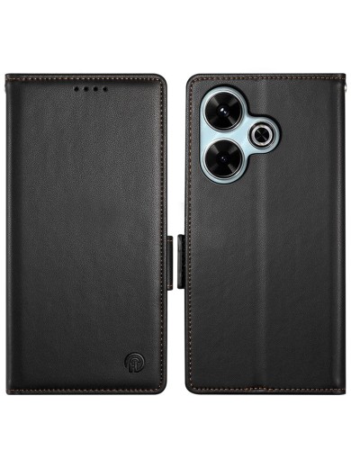 Калъф от еко кожа тип портмоне за Xiaomi Redmi Note 13R - черен