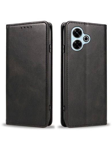Калъф от еко кожа тип портмоне за Xiaomi Redmi Note 13R - черен