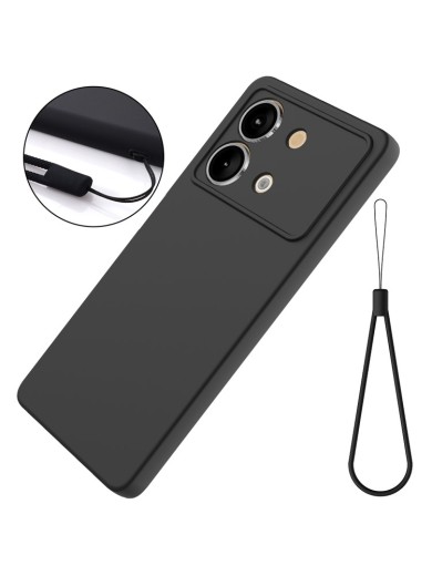 Предпазен удароустойчив силиконов гръб с каишка за Xiaomi Redmi Note 13R Pro - черен