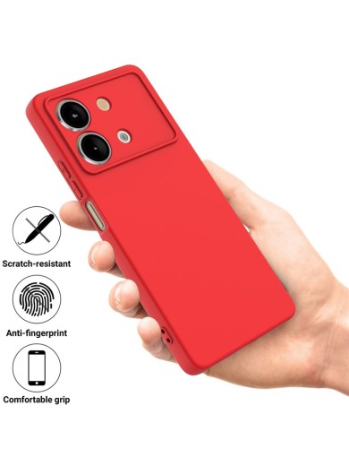 Предпазен удароустойчив силиконов гръб с каишка за Xiaomi Redmi Note 13R Pro - червен