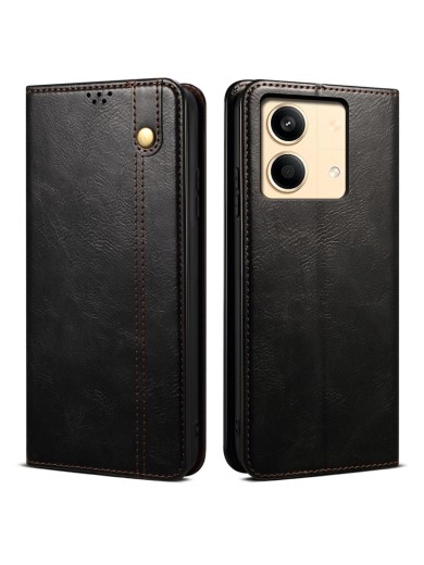 Калъф от еко кожа тип портмоне за Xiaomi Redmi Note 13R Pro - черен