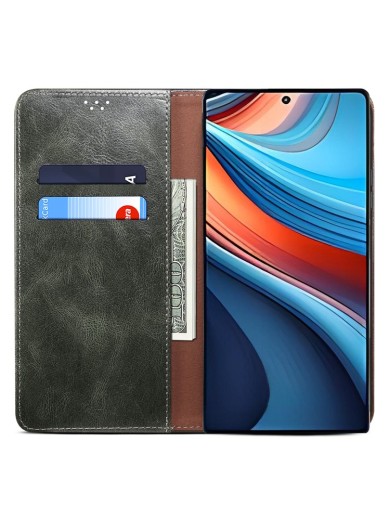 Калъф от еко кожа тип портмоне за Xiaomi Redmi Note 13R Pro - зелен