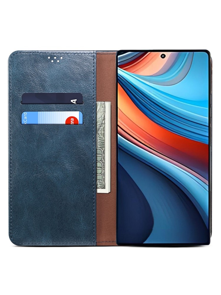 Калъф от еко кожа тип портмоне за Xiaomi Redmi Note 13R Pro - син