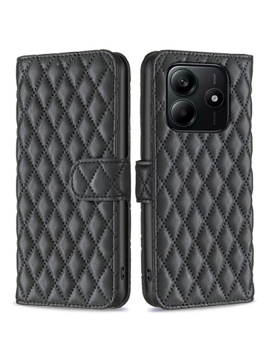 Калъф от еко кожа тип портмоне за Xiaomi Redmi Note 14 4G - черен