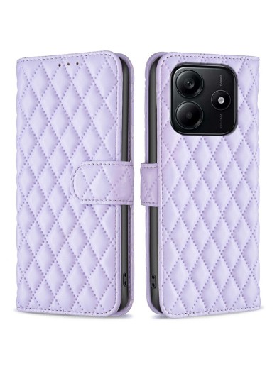 Калъф от еко кожа тип портмоне за Xiaomi Redmi Note 14 4G - лилав