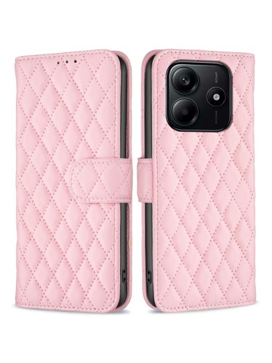 Калъф от еко кожа тип портмоне за Xiaomi Redmi Note 14 4G - розов