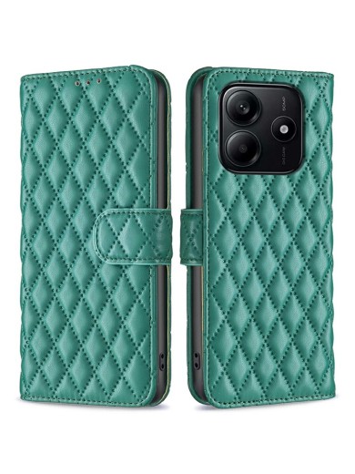 Калъф от еко кожа тип портмоне за Xiaomi Redmi Note 14 4G - зелен