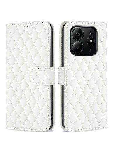 Калъф от еко кожа тип портмоне за Xiaomi Redmi Note 14 4G - бял