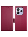 Калъф от еко кожа тип портмоне за Xiaomi Redmi Note 14 4G - червен