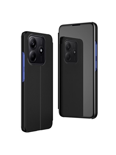 Калъф от еко кожа с прозорец за Xiaomi Redmi Note 14 4G - черен Калъф от еко кожа с прозорец за Xiaomi Redmi Note 14 4G - черен