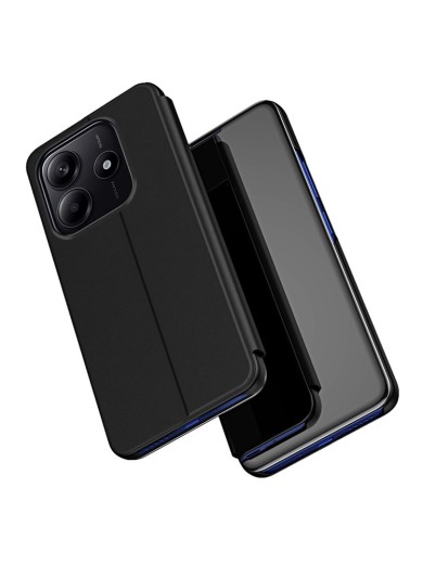 Калъф от еко кожа с прозорец за Xiaomi Redmi Note 14 4G - черен
