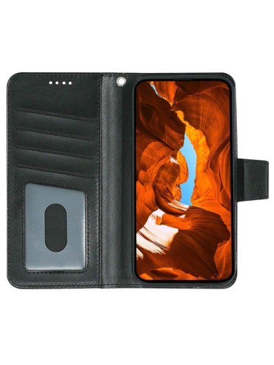 Предпазен калъф от еко кожа за Xiaomi Redmi Note 14 4G - черен