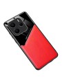 Предпазен гръб с покритие от еко кожа за Xiaomi Redmi Note 14 5G - червен