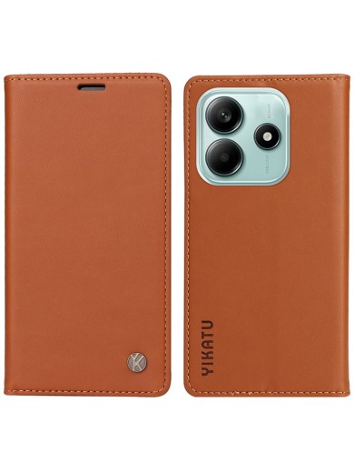 Калъф за телефон от еко кожа тип портмоне за Xiaomi Redmi Note 14 5G - кафяв Калъф за телефон от еко кожа тип портмоне за Xiaomi Redmi Note 14 5G - кафяв