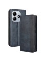 Калъф от еко кожа с ретро текстура тип портмоне за Xiaomi Redmi Note 14 5G - син
