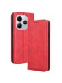 Калъф от еко кожа с ретро текстура тип портмоне за Xiaomi Redmi Note 14 5G - червен