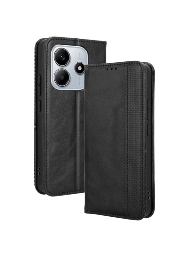 Калъф от еко кожа с ретро текстура тип портмоне за Xiaomi Redmi Note 14 5G - черен Калъф от еко кожа с ретро текстура тип портмоне за Xiaomi Redmi Note 14 5G - черен