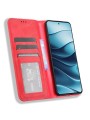 Калъф от еко кожа с ретро текстура тип портмоне за Xiaomi Redmi Note 14 5G - червен