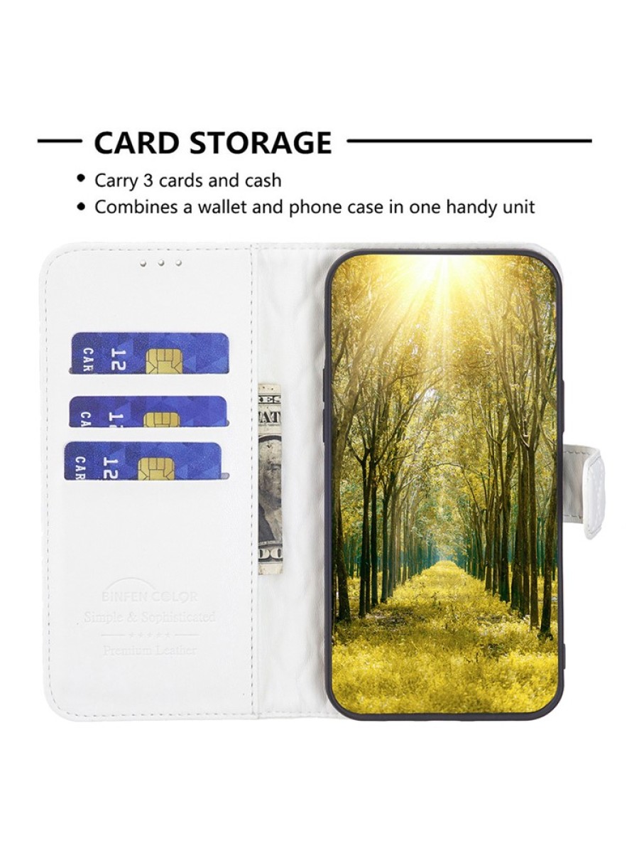 Калъф от еко кожа тип портмоне за Xiaomi Redmi Note 14 Pro 4G - бял