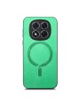 Предпазен гръб от еко кожа съвместим с MagSafe за Xiaomi Redmi Note 14 Pro+ 5G - зелен