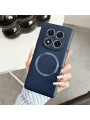 Предпазен гръб от еко кожа съвместим с MagSafe за Xiaomi Redmi Note 14 Pro 5G - син