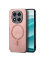 Предпазен гръб от еко кожа съвместим с MagSafe за Xiaomi Redmi Note 14 Pro+ 5G - розов