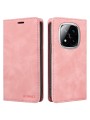Калъф от еко кожа тип портмоне с RFID  блокираща технология за Xiaomi Redmi Note 14 Pro 5G - розов