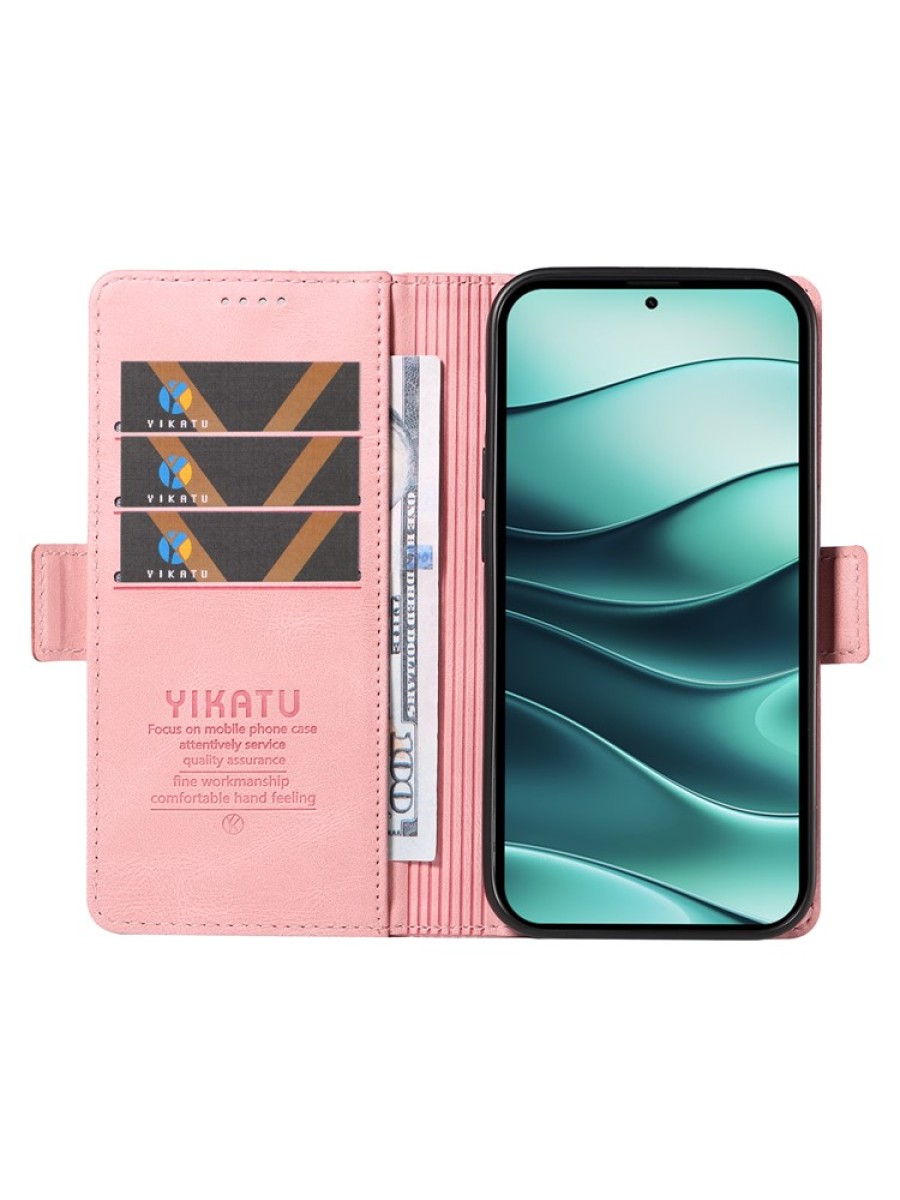 Калъф от еко кожа тип портмоне за Xiaomi Redmi Note 14 Pro+ 5G - розов