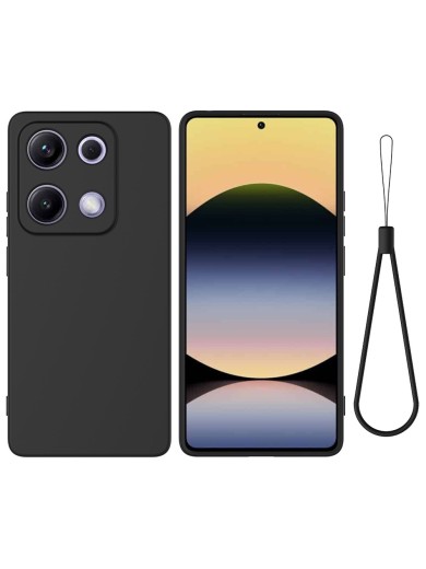 Предпазен устойчив на надраскване силиконов гръб с каишка за Xiaomi Redmi Note 14S - черен