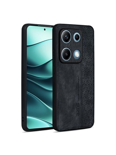 Противоплъзгащ се тънък гръб от еко кожа за Xiaomi Redmi Note 14S - черен