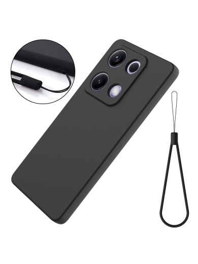 Предпазен устойчив на надраскване силиконов гръб с каишка за Xiaomi Redmi Note 14S - черен