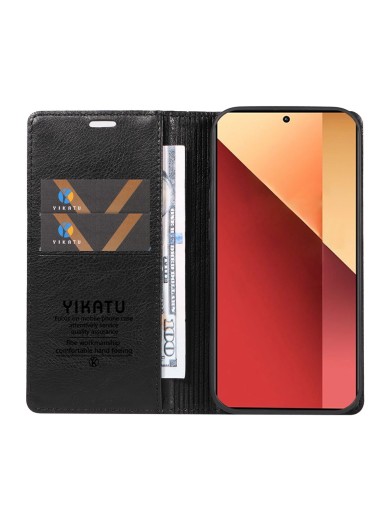 Калъф от еко кожа тип портмоне за Xiaomi Redmi Note 14S - черен
