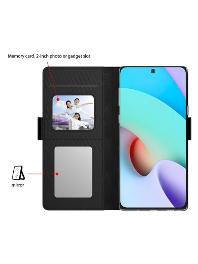 Калъф от еко кожа тип портмоне с огледало за Xiaomi Redmi Note 14S