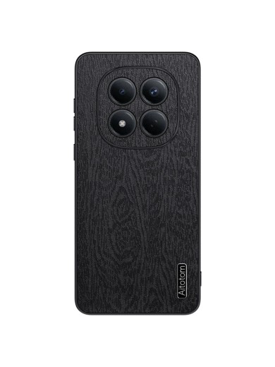 Удароустойчив гръб от еко кожа с дървесна текстура за Xiaomi Redmi Note 15 4G - черен