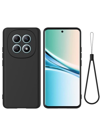 Предпазен устойчив на надраскване силиконов гръб с каишка за Xiaomi Redmi Note 15 - черен