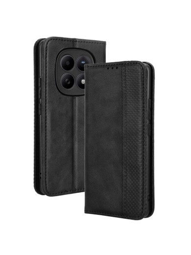 Калъф от еко кожа с ретро текстура тип портмоне за Xiaomi Redmi Note 15 - черен