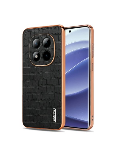 Предпазен гръб от еко кожа с крокодилски шарки за Xiaomi Redmi Note 15 Pro+ - черен