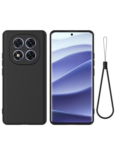 Предпазен устойчив на надраскване силиконов гръб с каишка за Xiaomi Redmi Note 15 Pro+ - черен